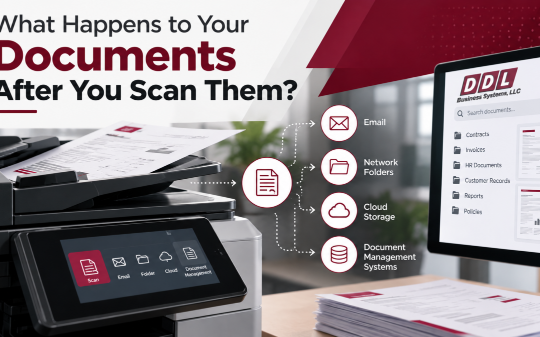 Business document scanning and secure digital document management workflow