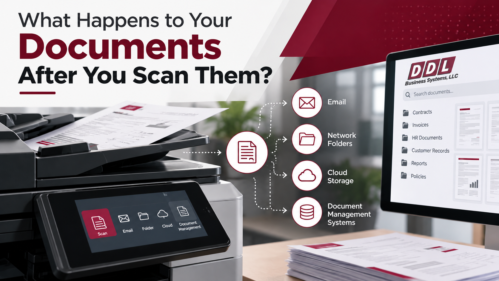 Business document scanning and secure digital document management workflow